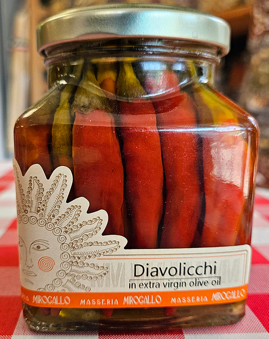 Diavolicchi Long Hot peppers in extra virgin olive oil ~ Imported