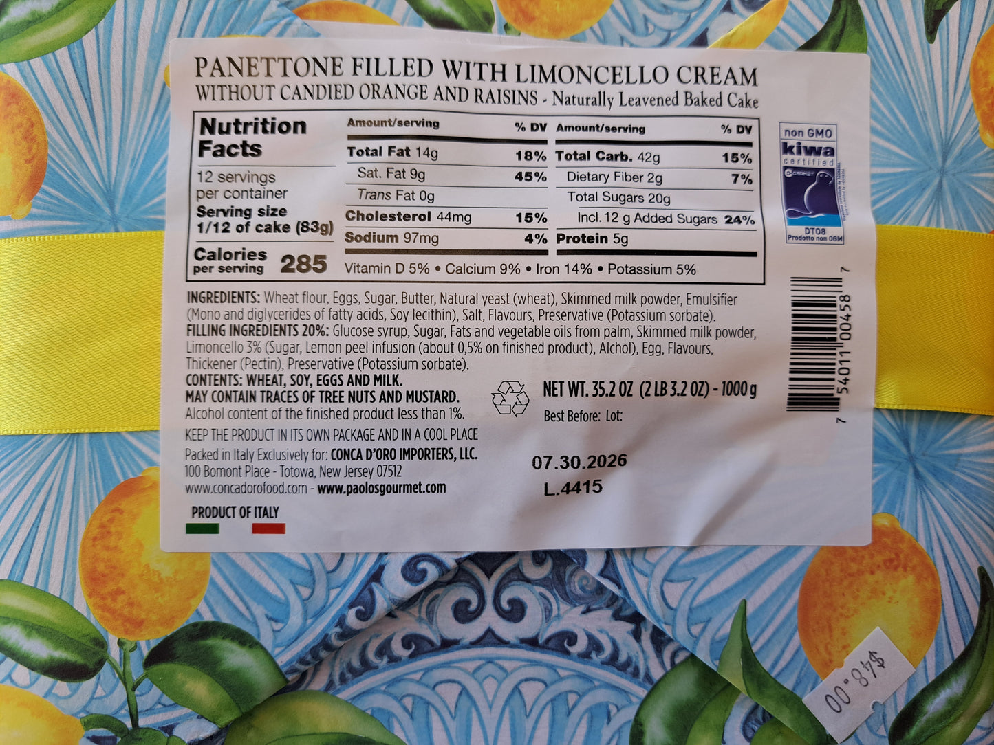 Limoncello Panettone Label