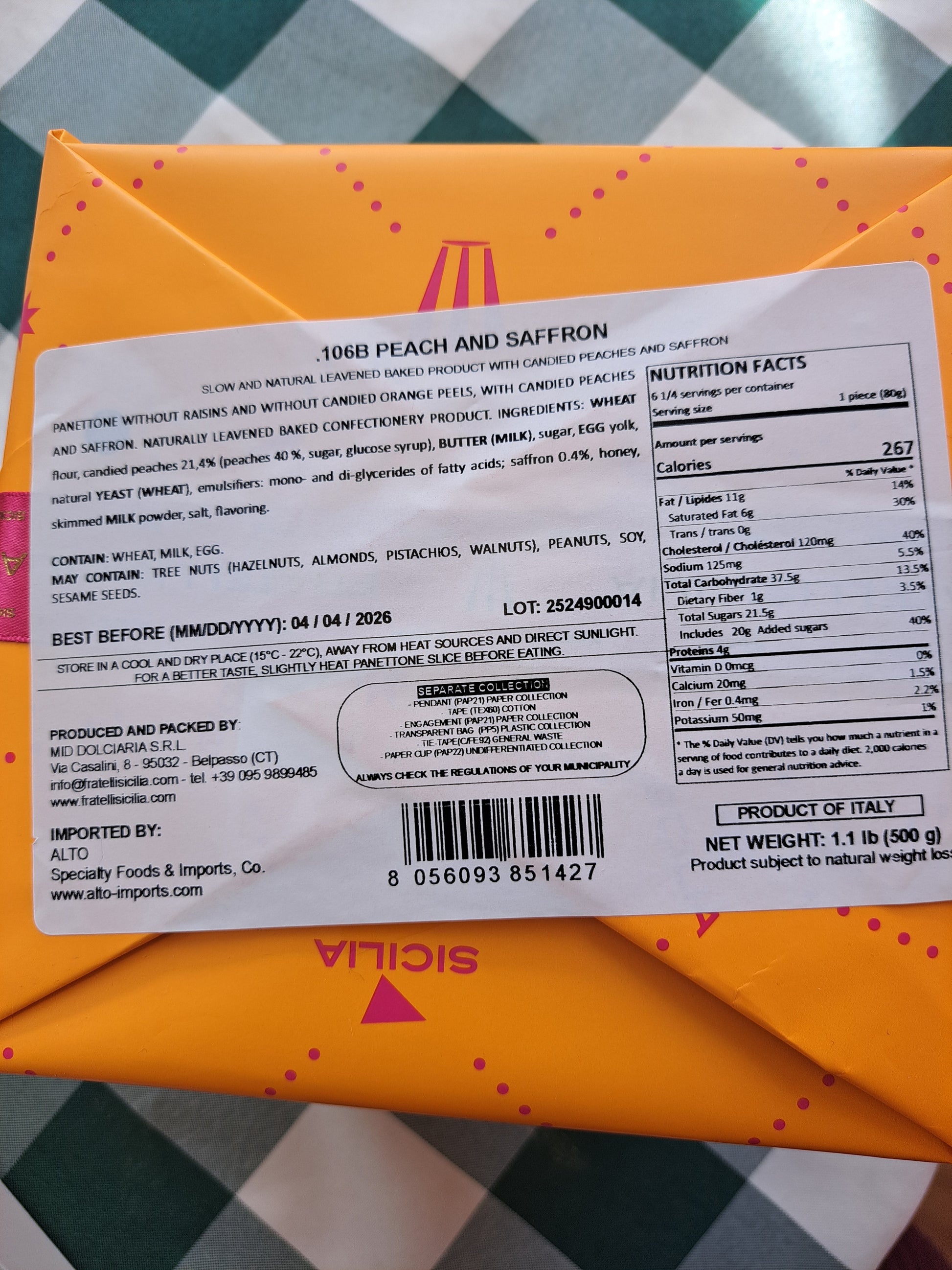 Peach and Saffron Panettone Info