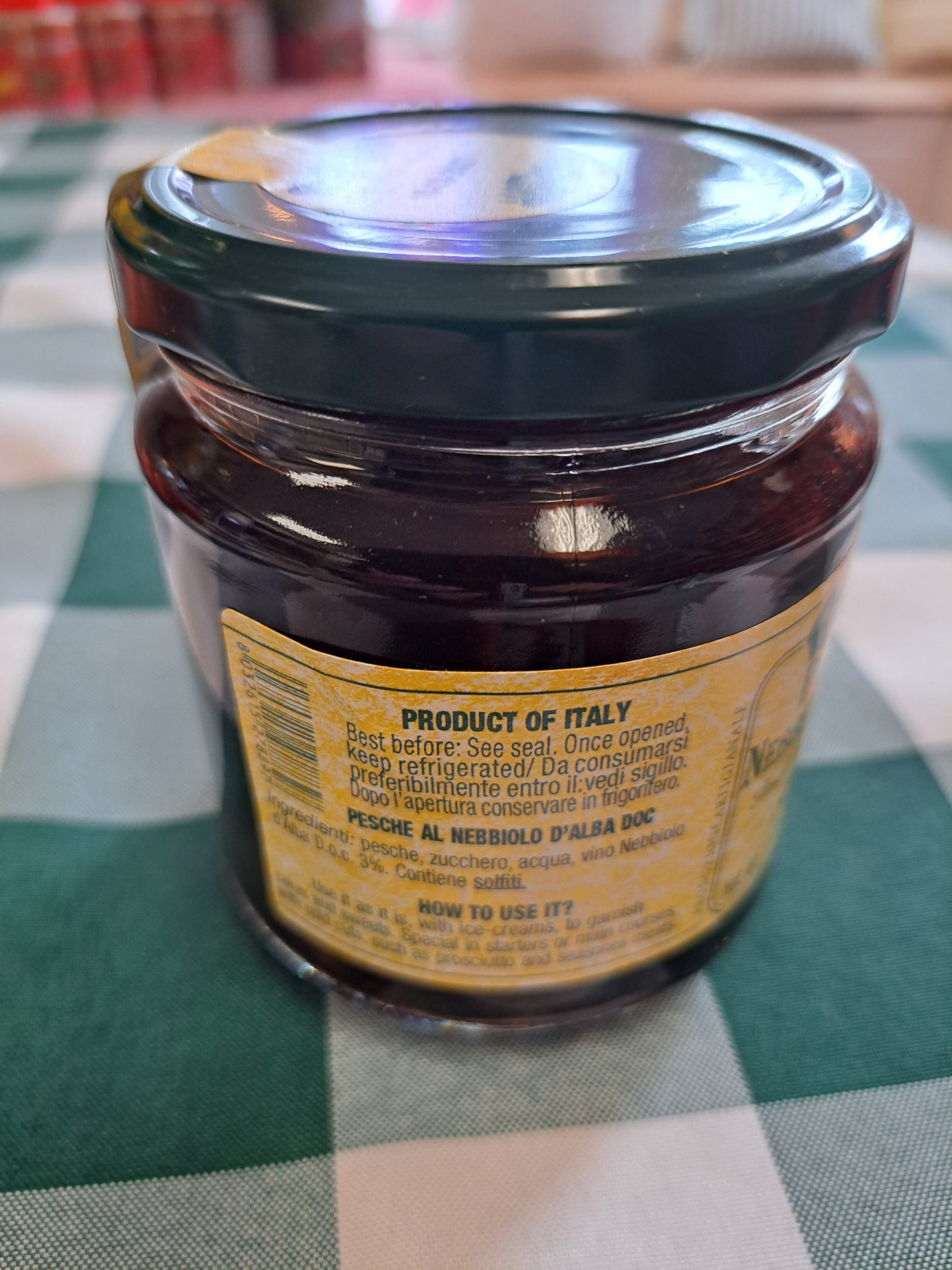 Peaches in Nebbiolo D'Alba Wine Back